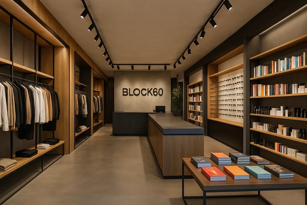 interni di block60, concept store moderno a riccione